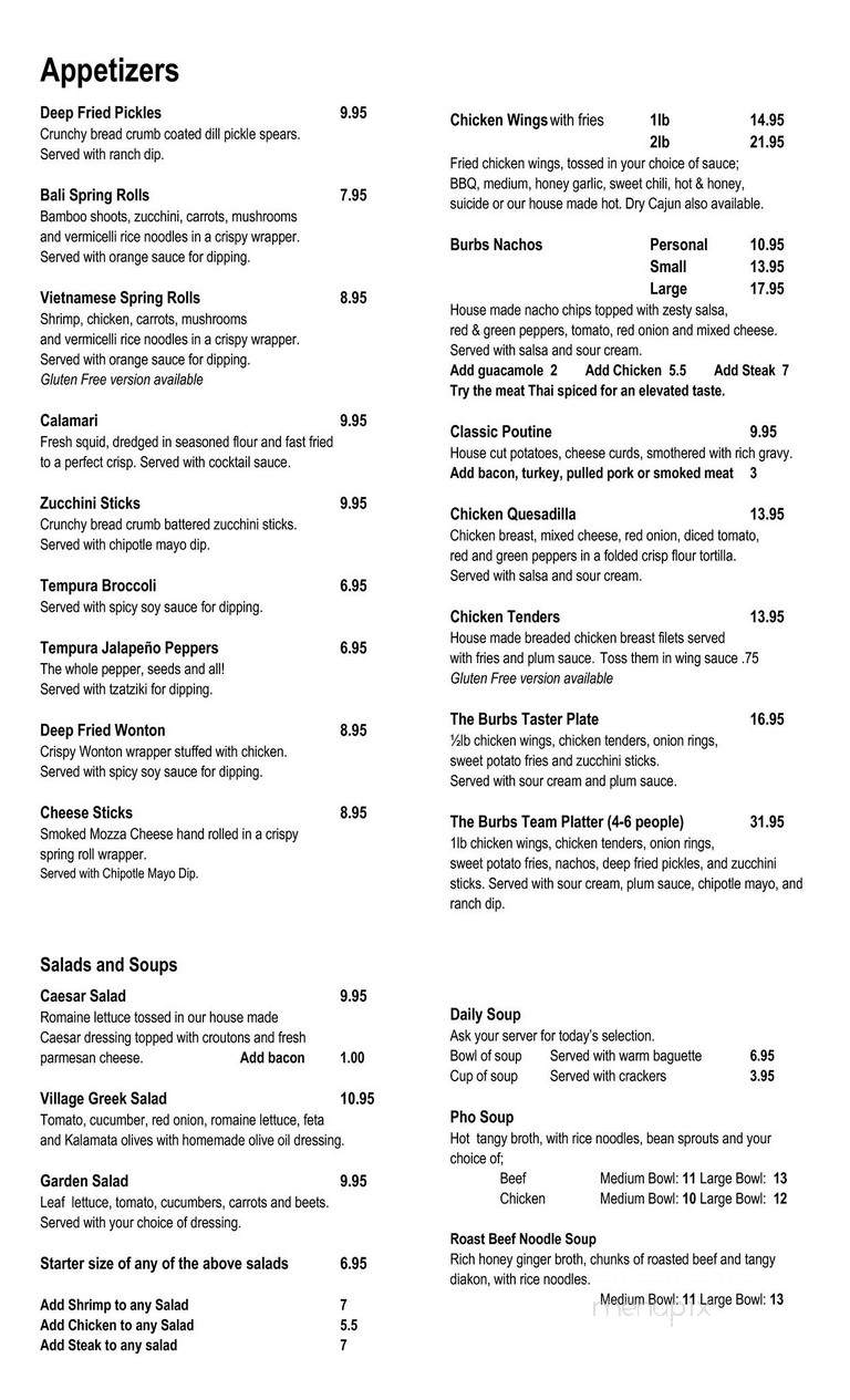 The Burbs Pub & Eatery - Kanata, ON menu_pic