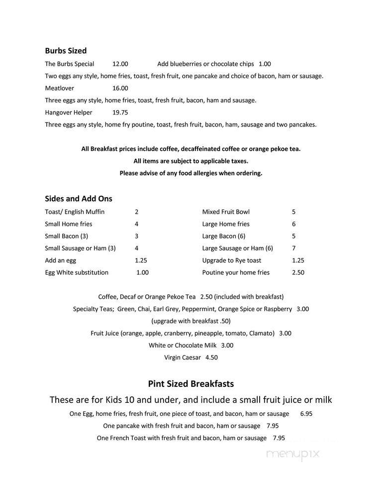 The Burbs Pub & Eatery - Kanata, ON menu_pic
