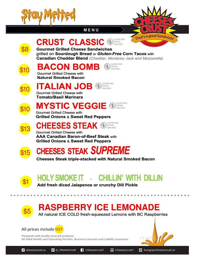 Cheeses Crust Food Truck - Port Coquitlam, BC menu_pic