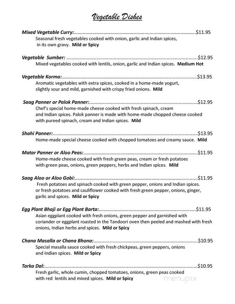 Mia's Indian Cuisine - Ottawa, ON menu_pic