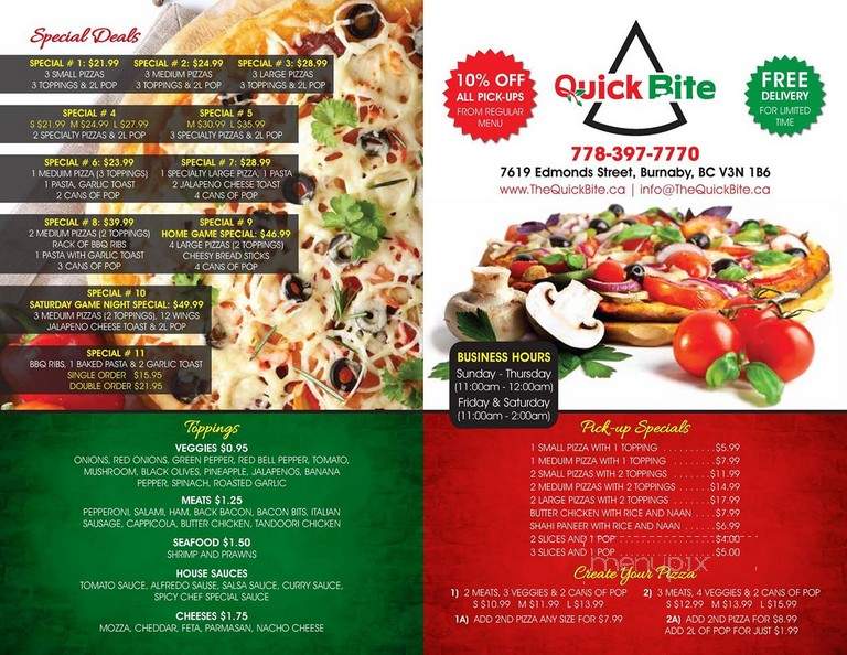 Quick Bite - Burnaby, BC menu_pic