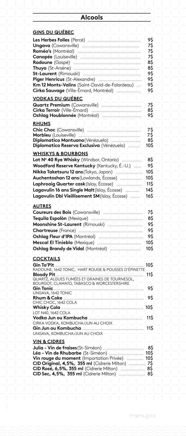 Pit Caribou - Montreal, QC menu_pic