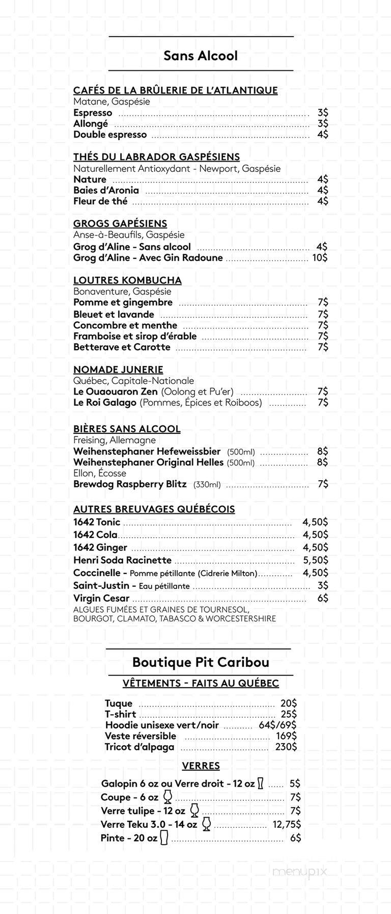 Pit Caribou - Montreal, QC menu_pic