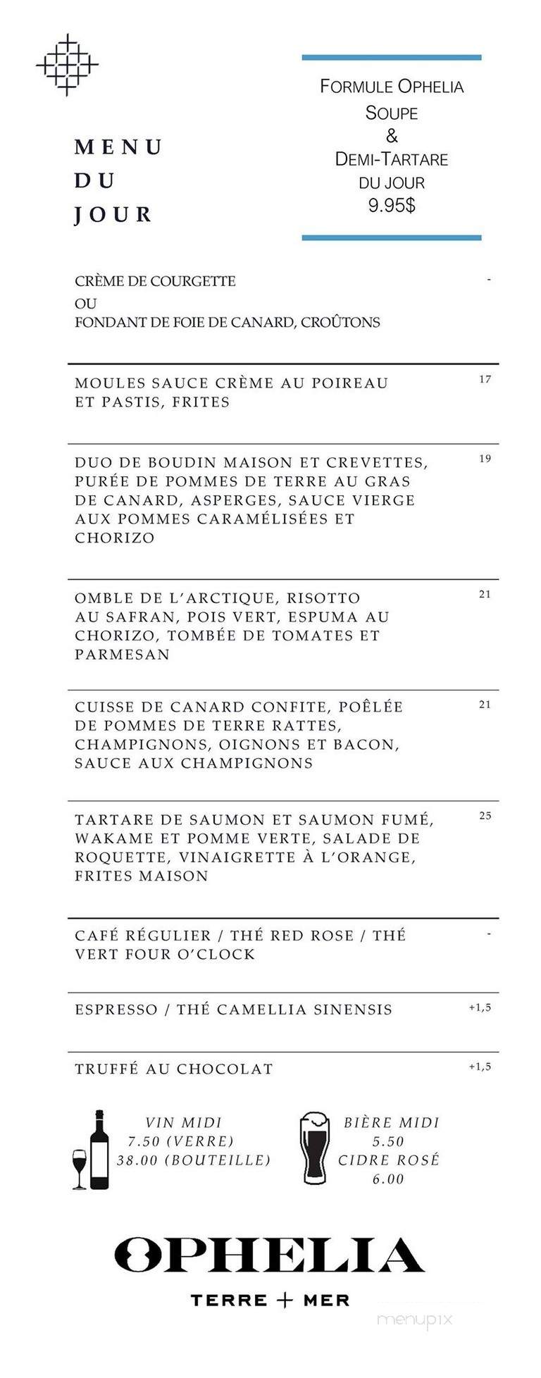 Ophelia - Quebec City, QC menu_pic