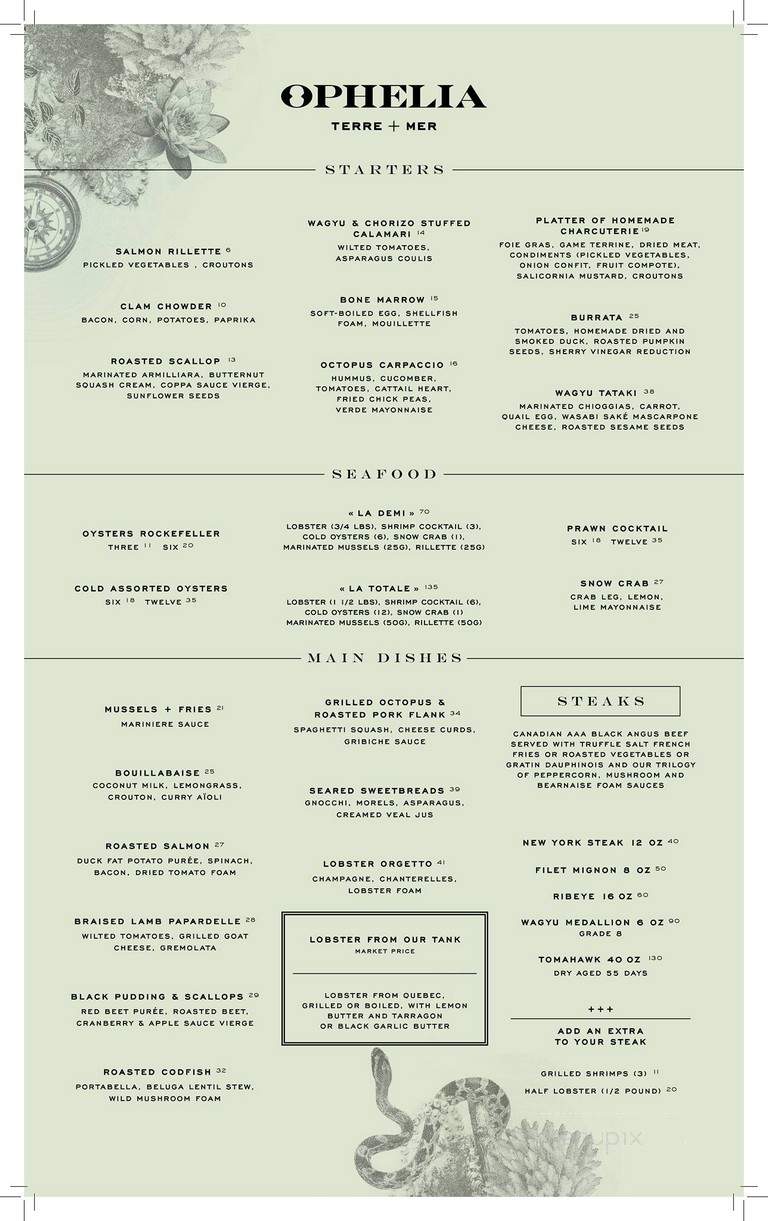 Ophelia - Quebec City, QC menu_pic