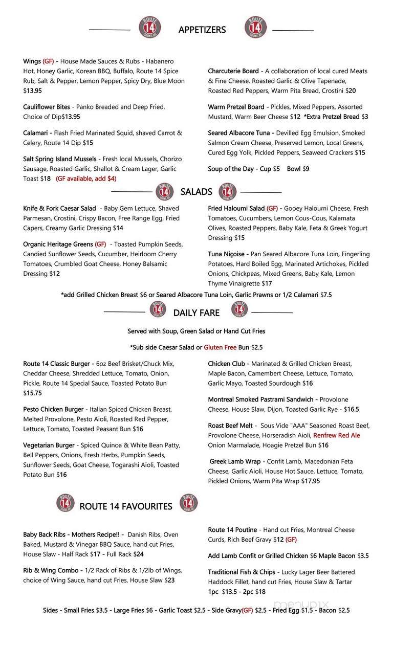 Route 14 Sooke - Sooke, BC menu_pic