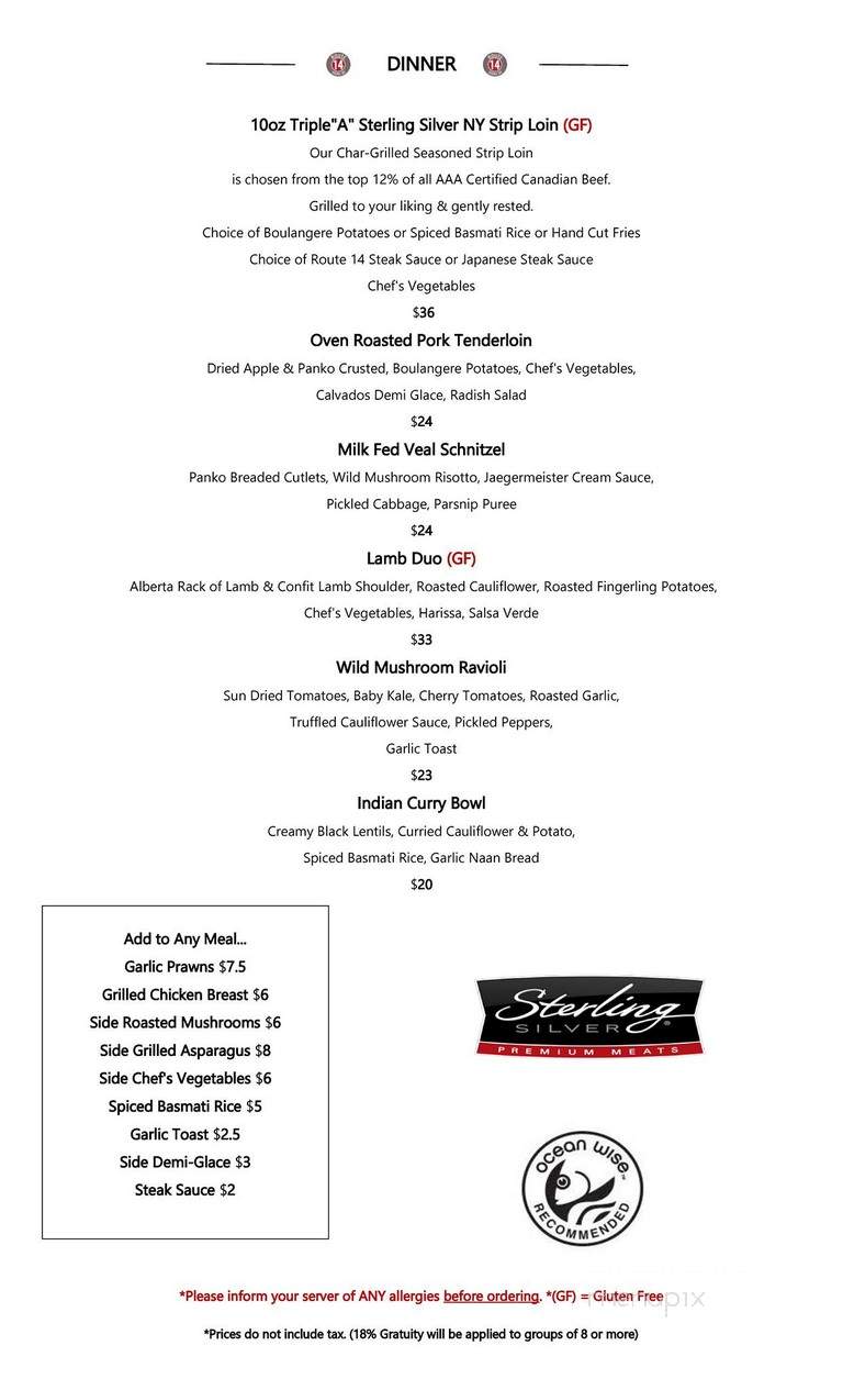 Route 14 Sooke - Sooke, BC menu_pic