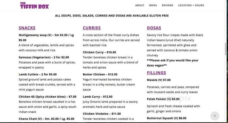 The Tiffin Box - Toronto, ON menu_pic