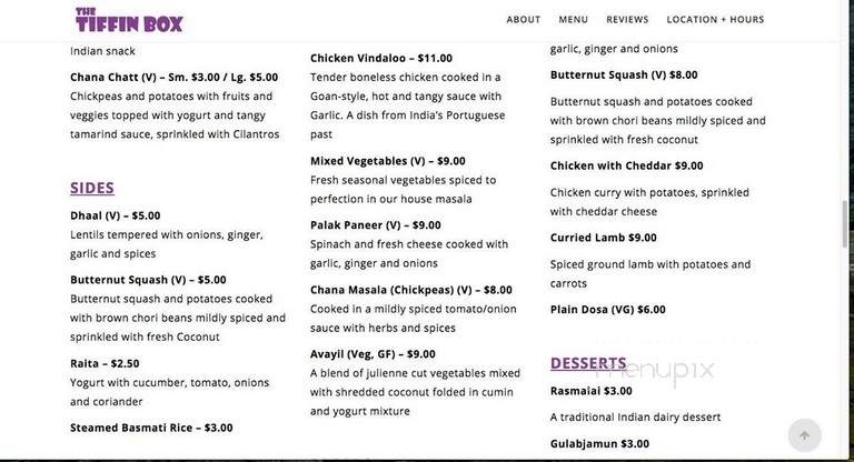 The Tiffin Box - Toronto, ON menu_pic