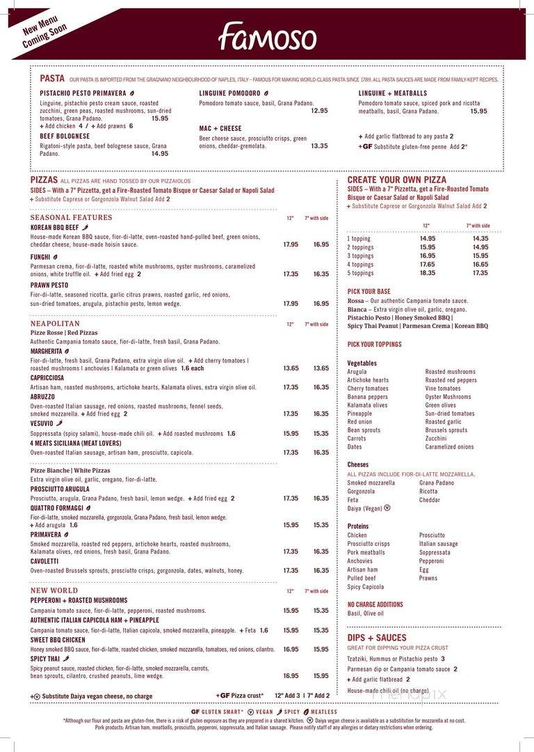 Famoso Neapolitan Pizzeria - Saskatoon, SK menu_pic