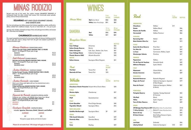 Minas Brazilian Steakhouse - Calgary, AB menu_pic