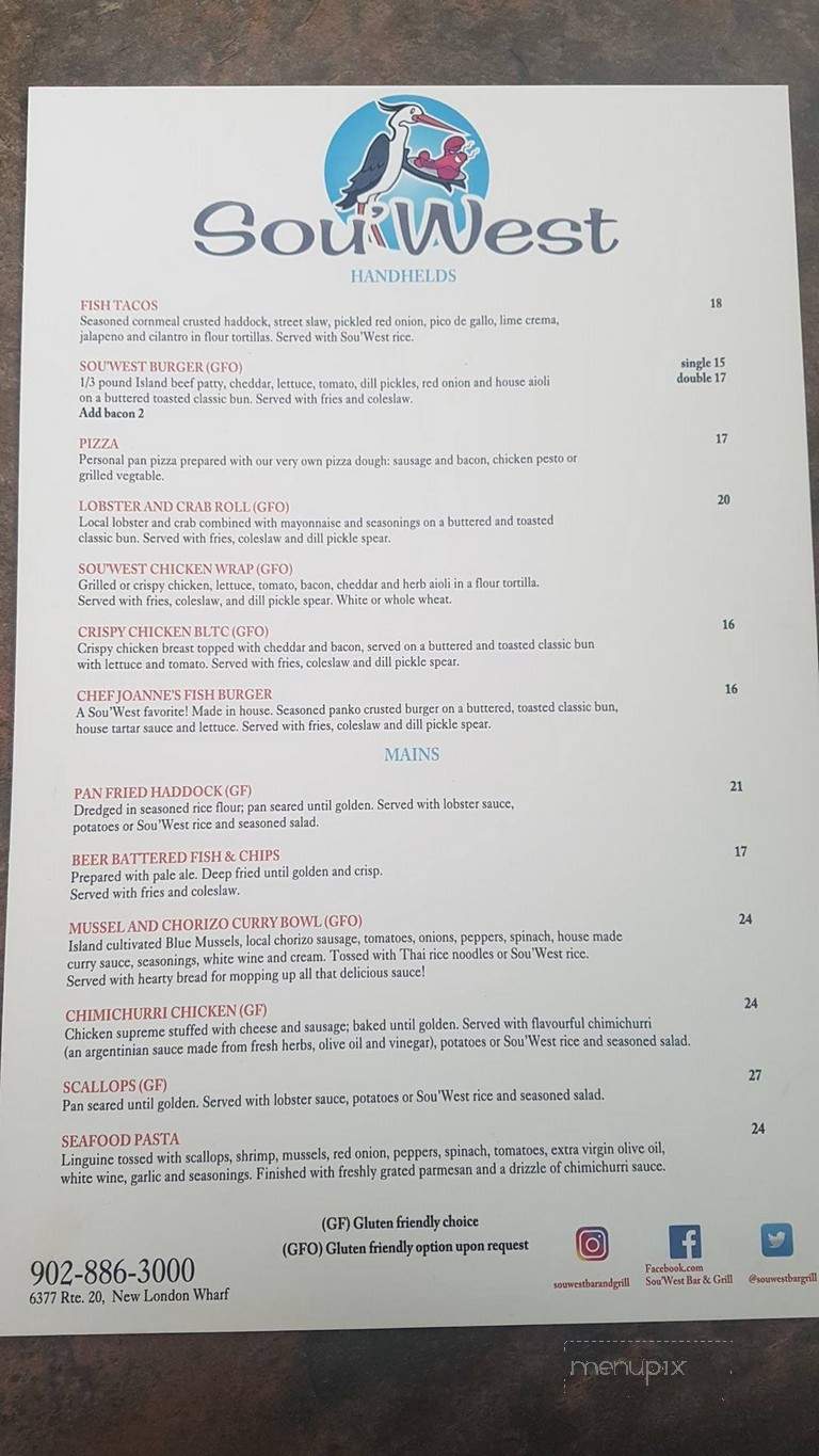 Sou'west Bar And Grill - Kensington, PE menu_pic