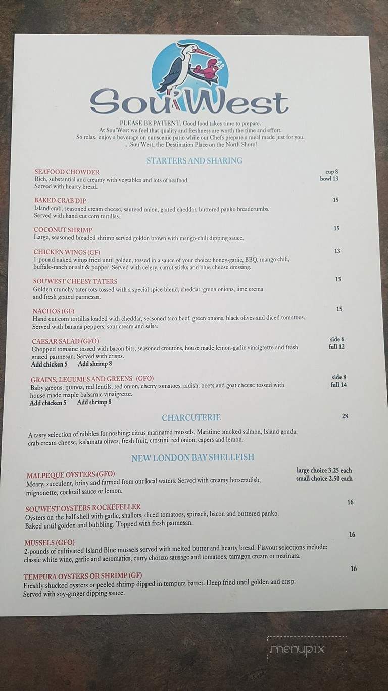 Sou'west Bar And Grill - Kensington, PE menu_pic
