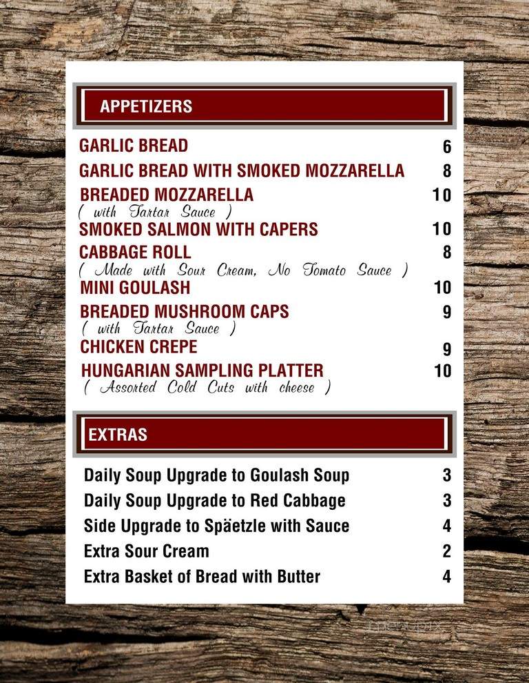 The Goulash House - Newmarket, ON menu_pic