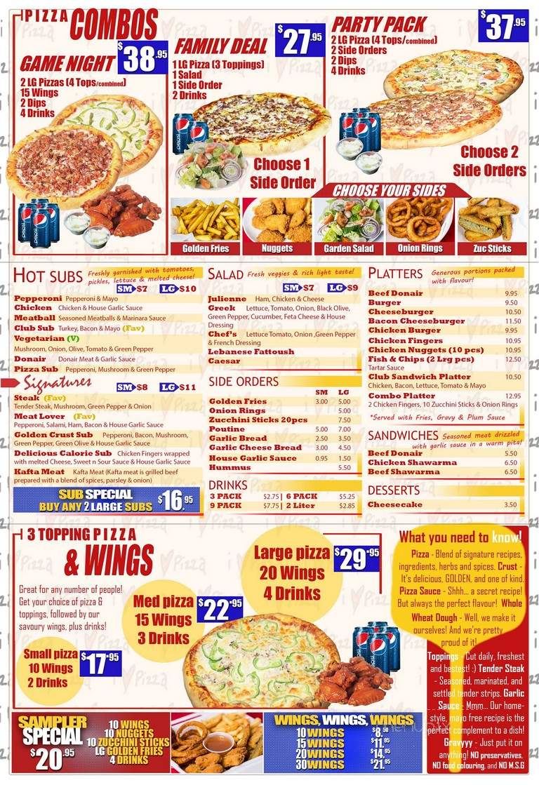 Golden Crust Pizzeria - Ottawa, ON menu_pic