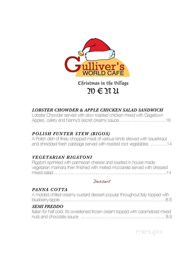 Gulliver's World Cafe - Gagetown, NB menu_pic