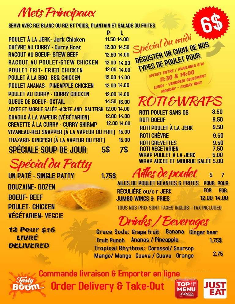 Boom J's Cuisine - Montreal, QC menu_pic