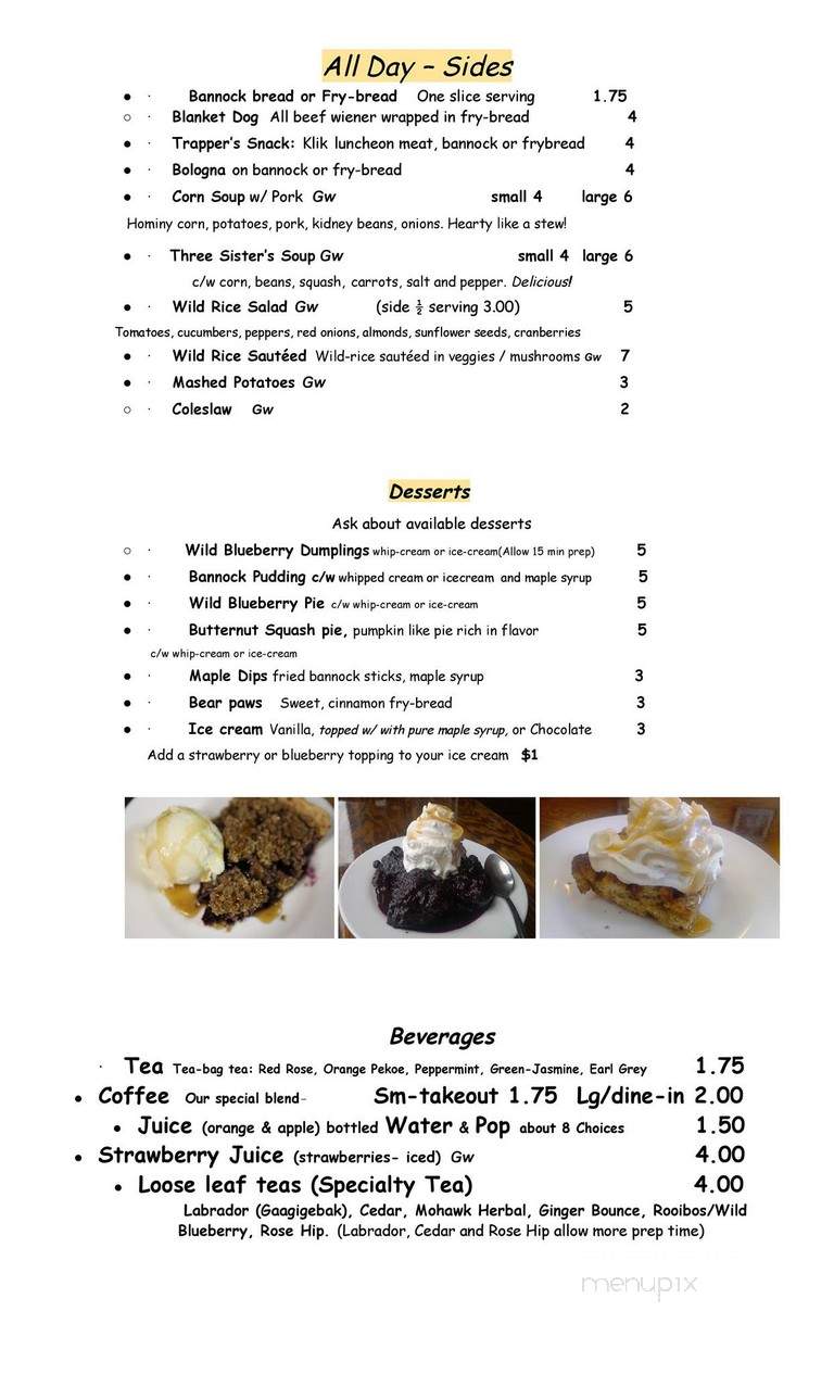 Tea N Bannock - Toronto, ON menu_pic