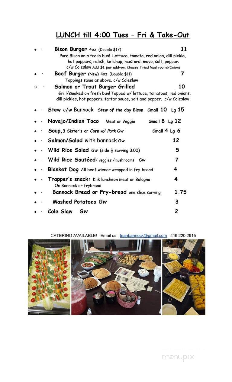 Tea N Bannock - Toronto, ON menu_pic