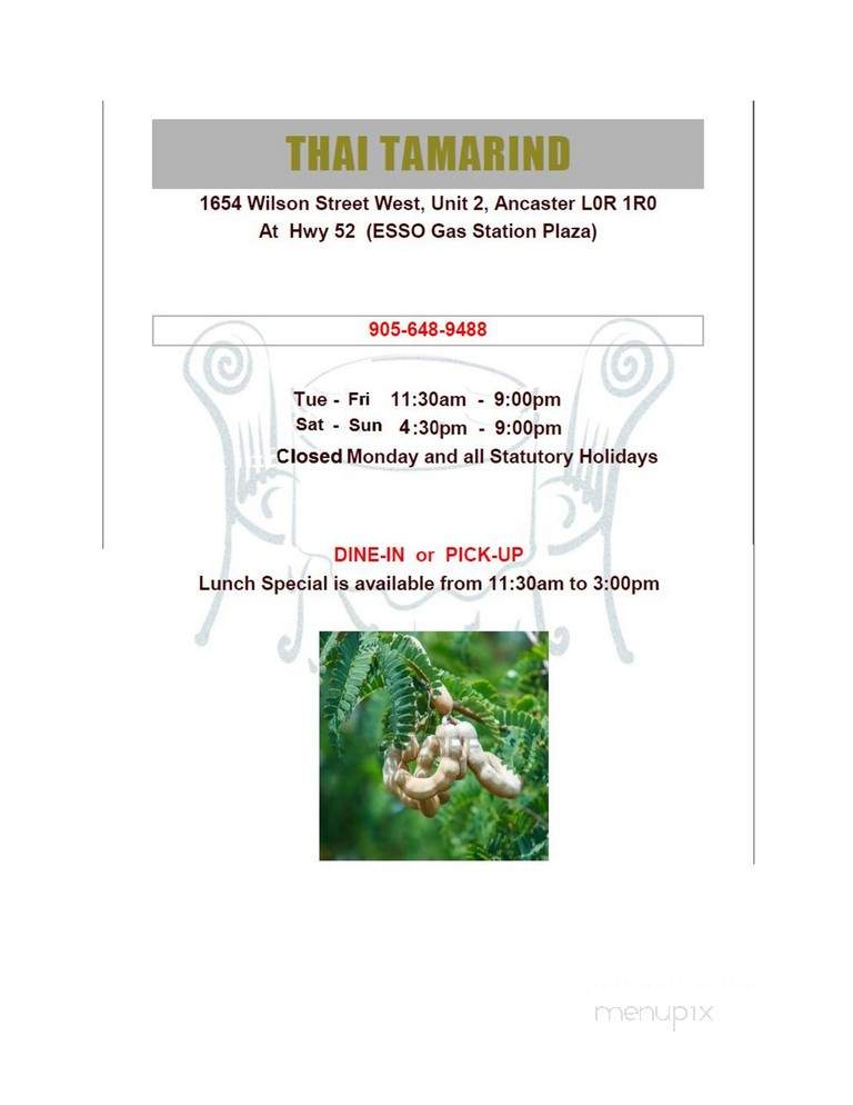 Thai Tamarind - Ancaster, ON menu_pic