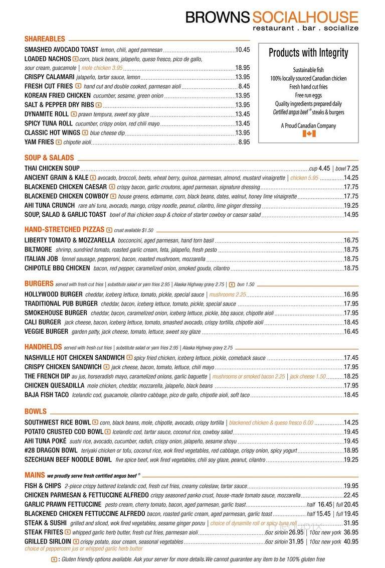 Brown's Social House - Grand Prairie, AB menu_pic
