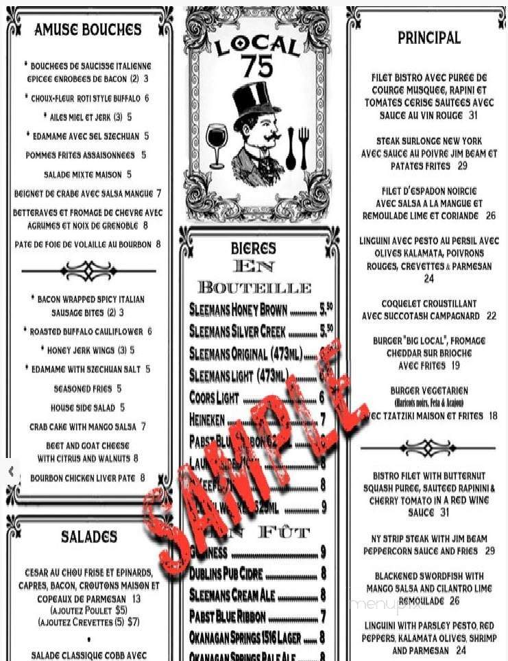 Local 75 - Montreal, QC menu_pic