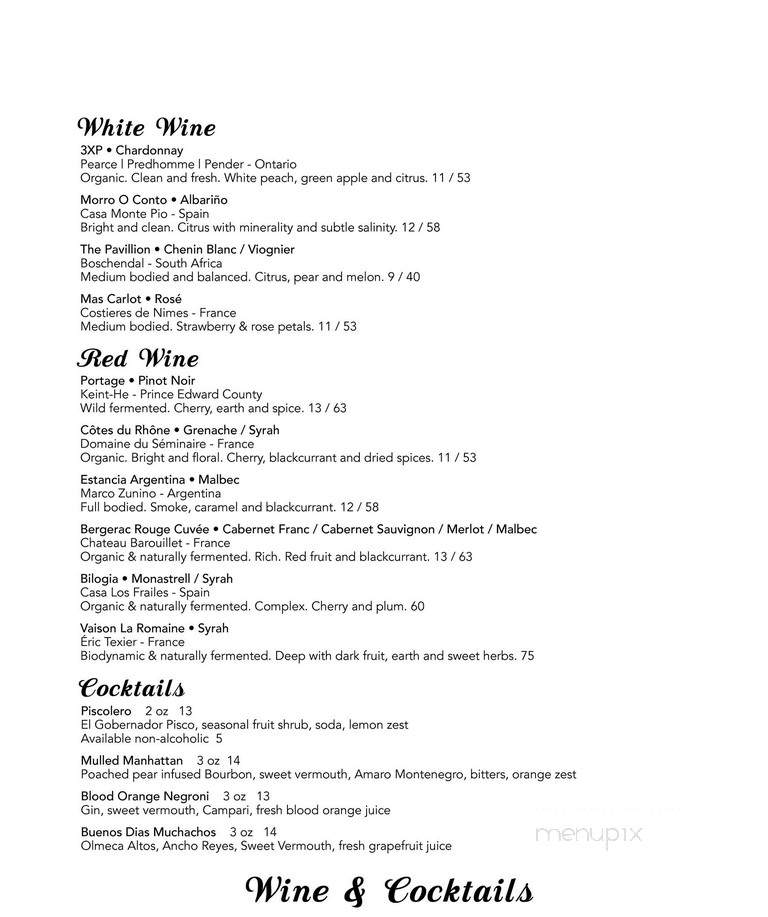 The Wren - Toronto, ON menu_pic