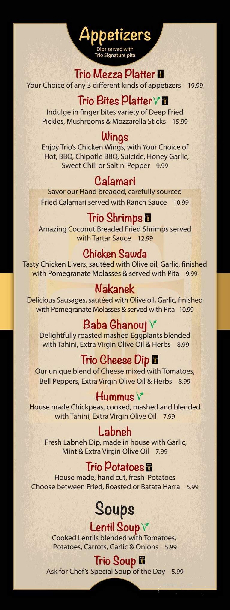 Trio Restaurant - Toronto, ON menu_pic