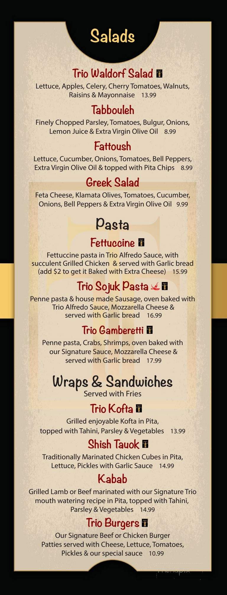 Trio Restaurant - Toronto, ON menu_pic