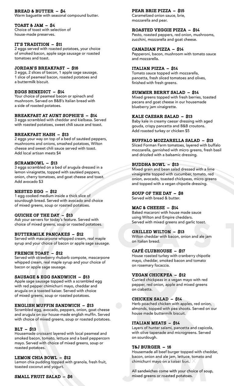 Toast and Jam - Kingston, ON menu_pic