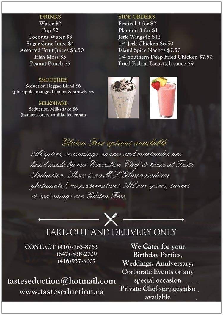 Taste Seduction - Toronto, ON menu_pic