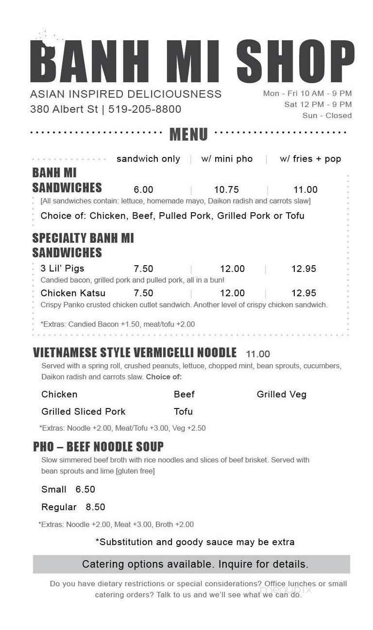 Banh Shop - Mississauga, ON menu_pic