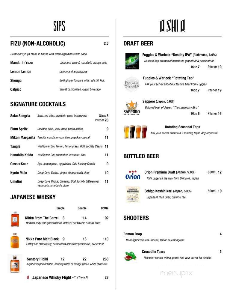 Q Shi Q Japanese BBQ - Vancouver, BC menu_pic