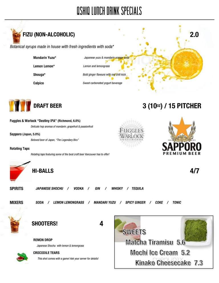 Q Shi Q Japanese BBQ - Vancouver, BC menu_pic