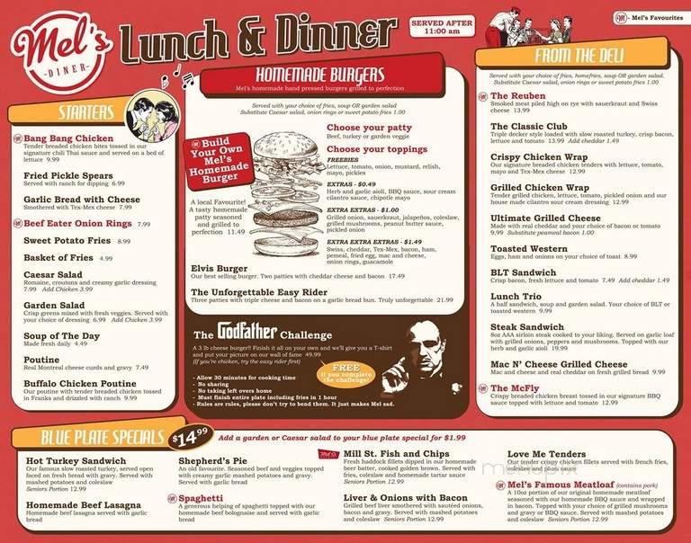Mel's Diner - Waterloo, ON menu_pic