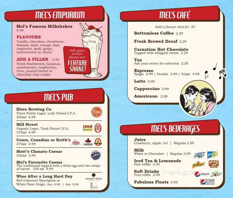 Mel's Diner - Waterloo, ON menu_pic