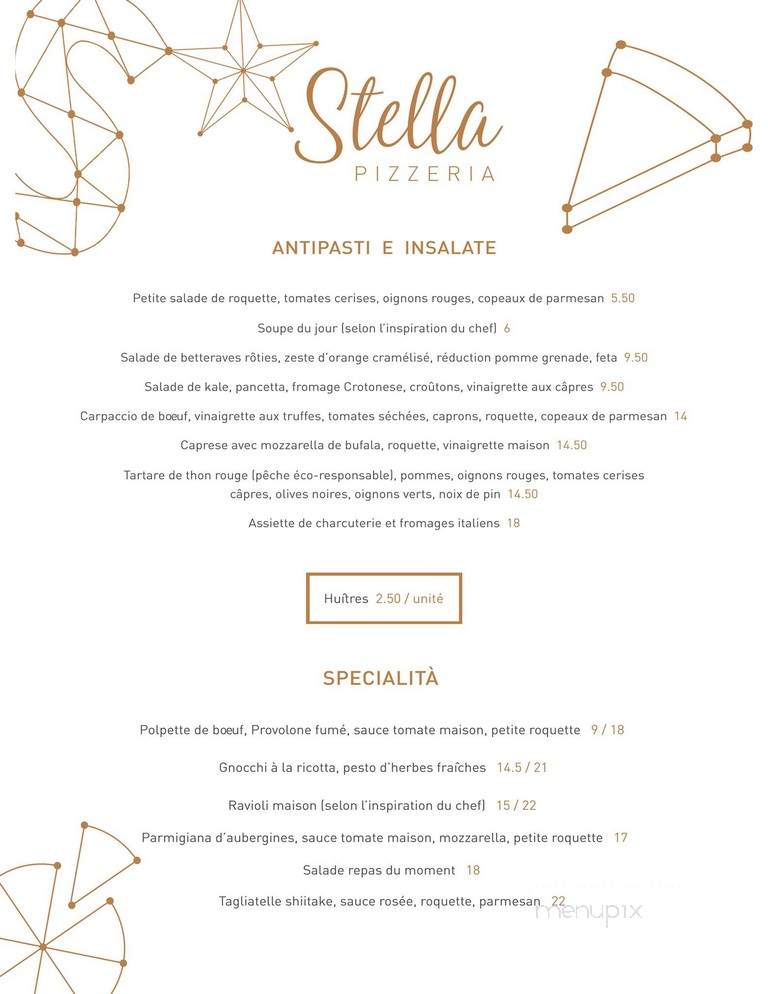 Stella Pizzeria - Montreal, QC menu_pic