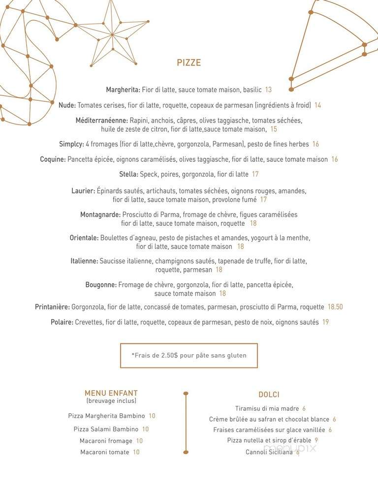 Stella Pizzeria - Montreal, QC menu_pic