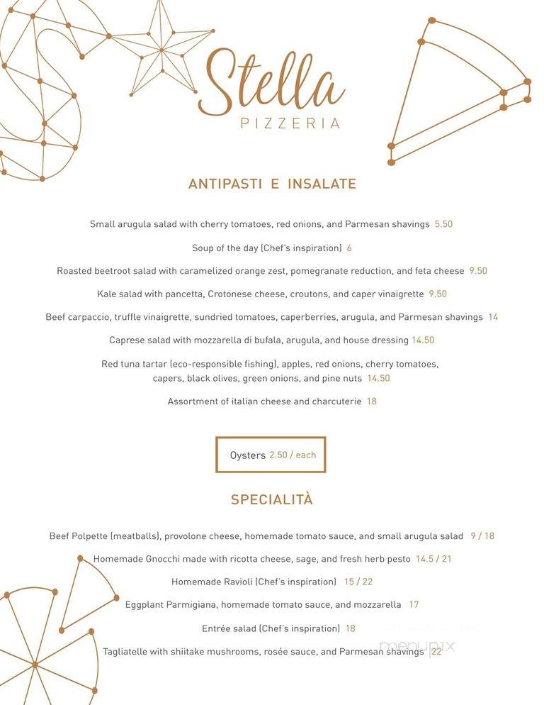 Stella Pizzeria - Montreal, QC menu_pic