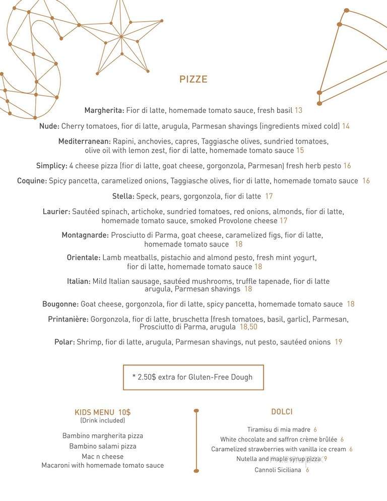 Stella Pizzeria - Montreal, QC menu_pic
