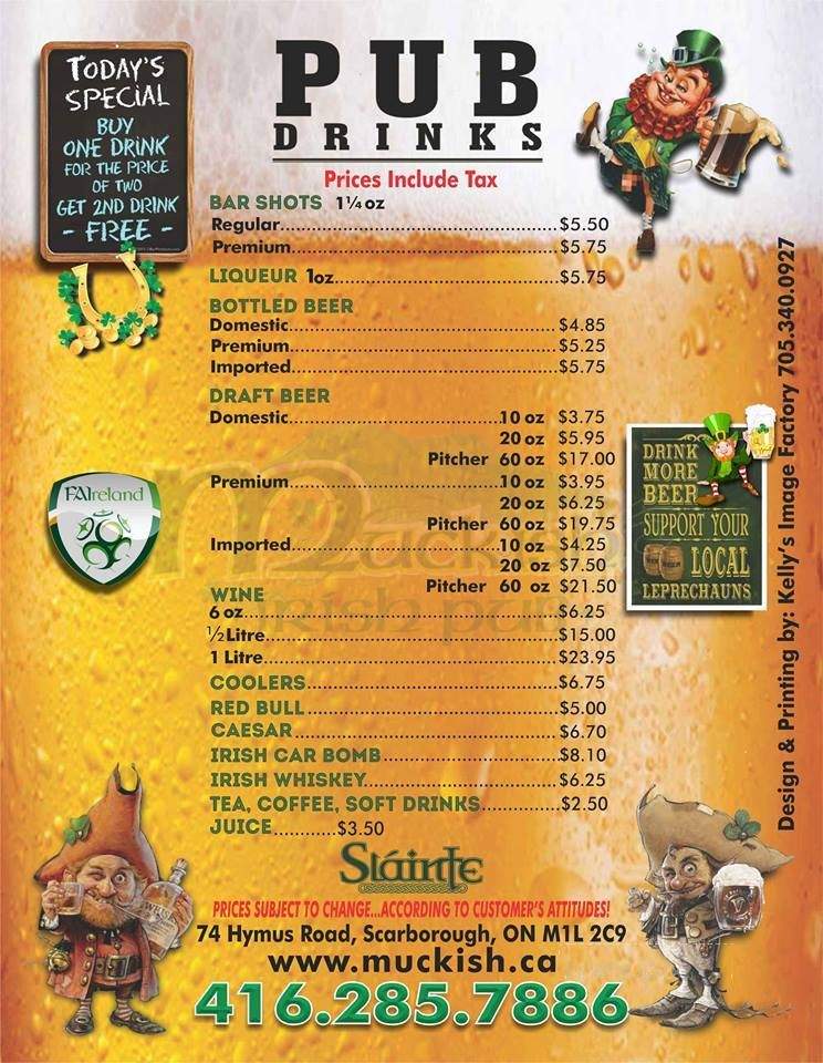 Muckish Irish Pub - Toronto, ON menu_pic