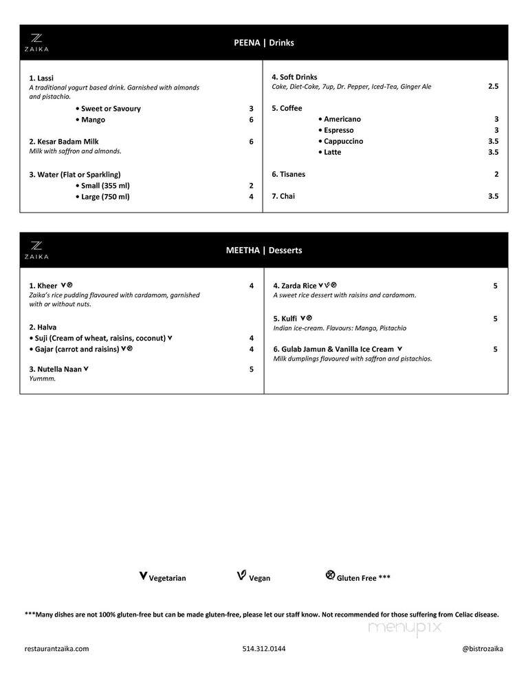 Zaika - Montreal, QC menu_pic
