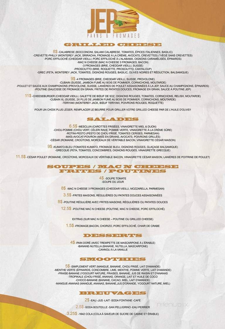 JEP Pains & Fromages - Montreal, QC menu_pic