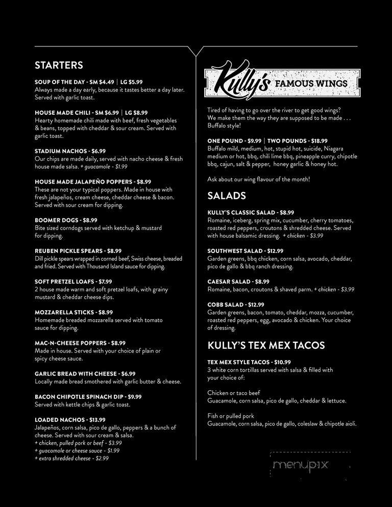Kully's - Saint Catharines, ON menu_pic