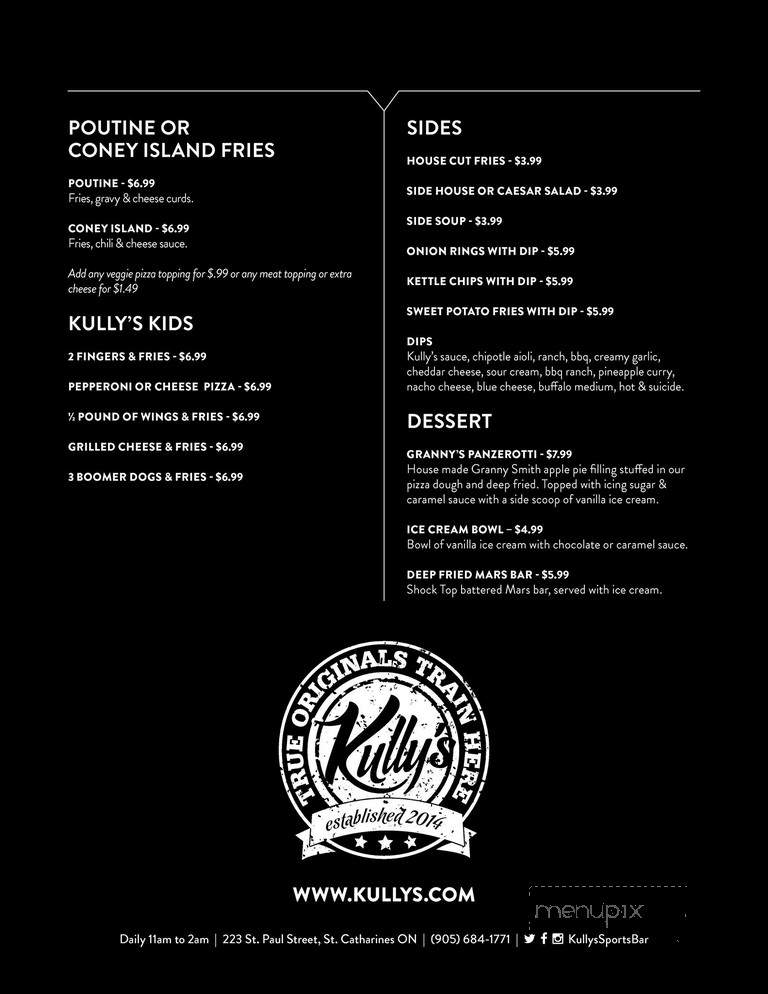 Kully's - Saint Catharines, ON menu_pic