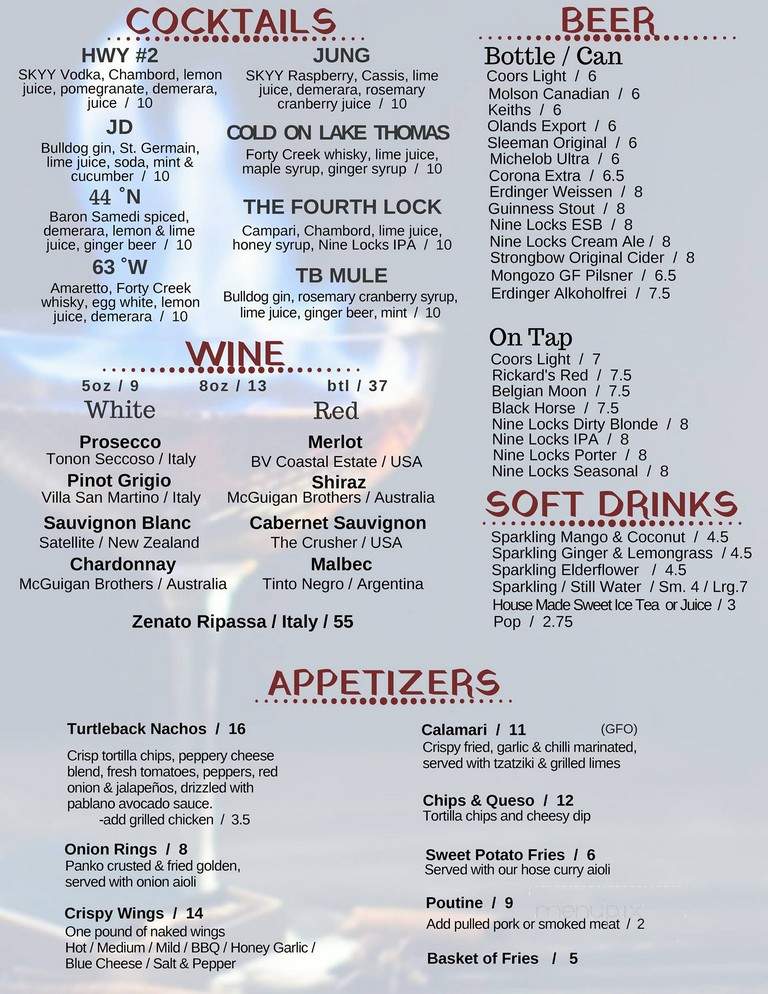 The Turtleback Tap & Grill - Fall River, NS menu_pic