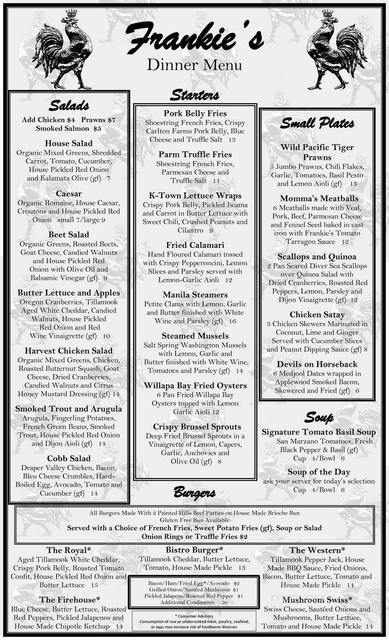 Frankie's Restaurant - Hanover, ON menu_pic