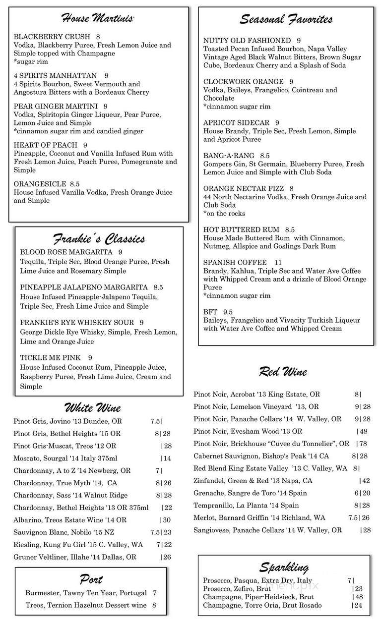 Frankie's Restaurant - Hanover, ON menu_pic