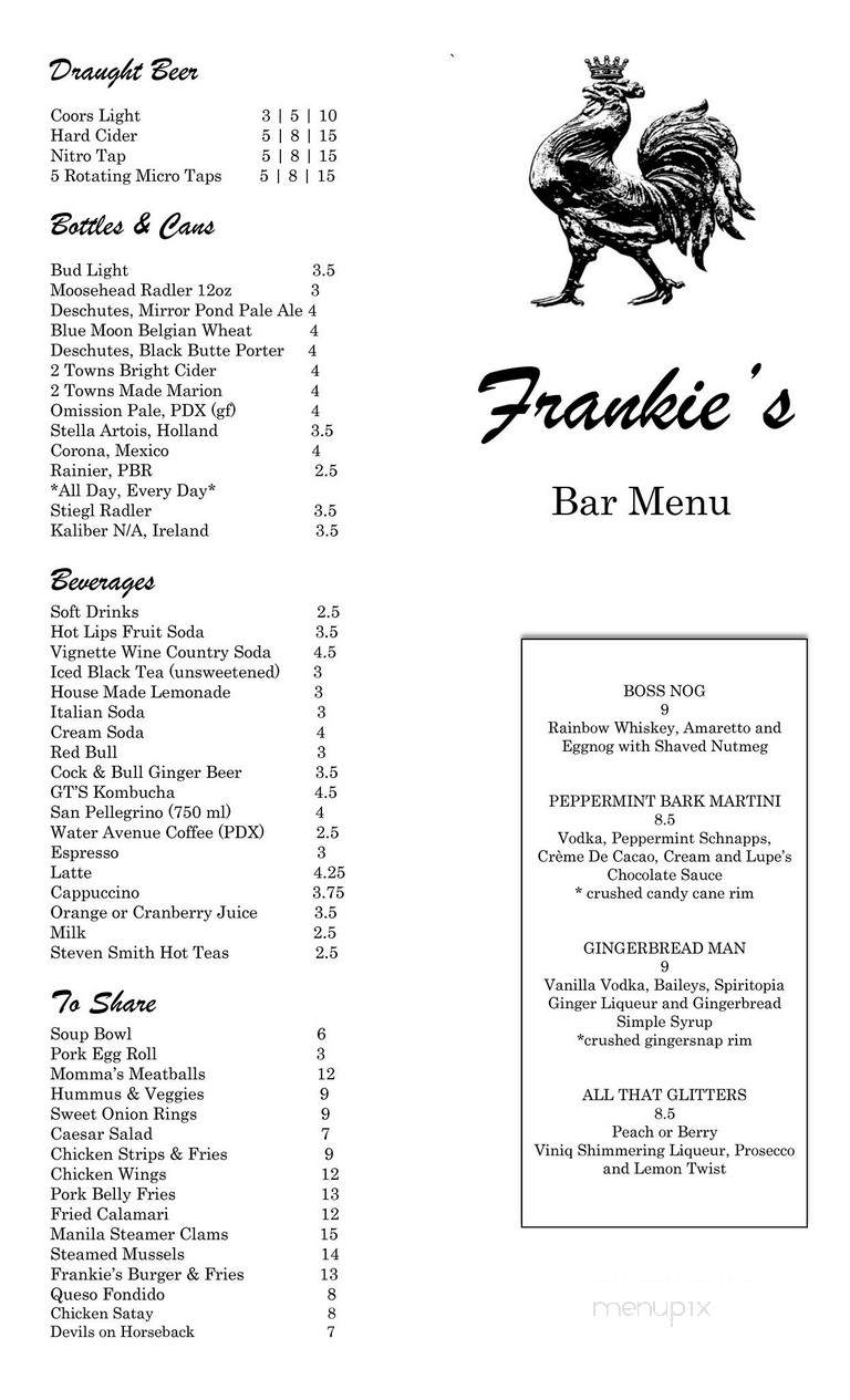 Frankie's Restaurant - Hanover, ON menu_pic
