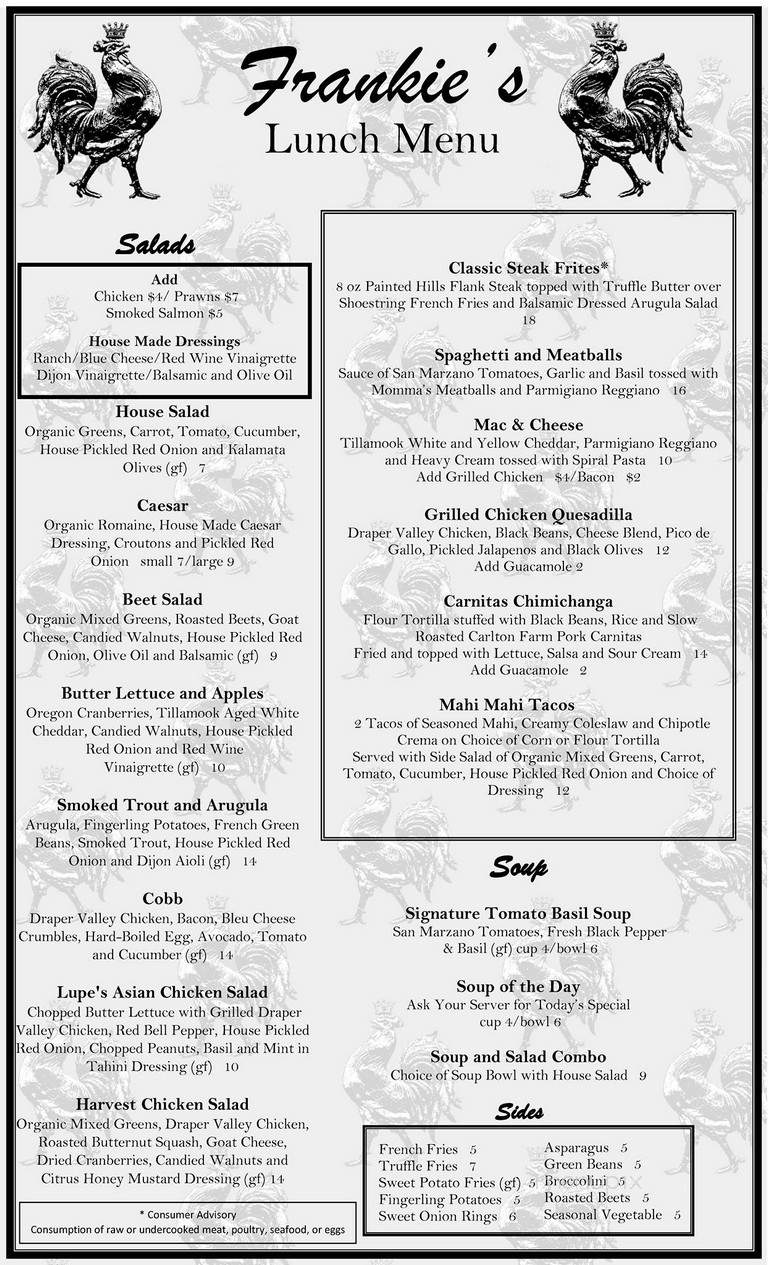 Frankie's Restaurant - Hanover, ON menu_pic